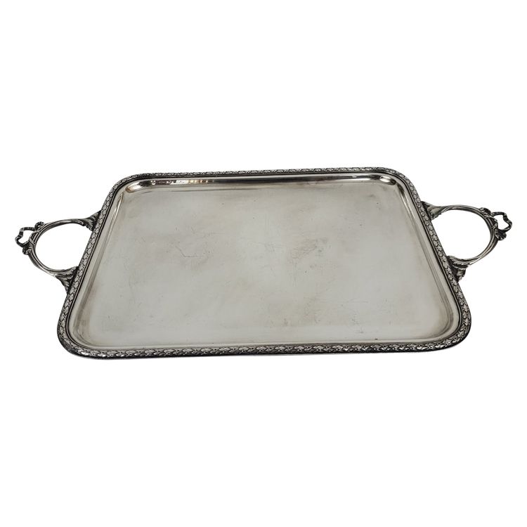 Silver-plated metal tray Louis XVI style