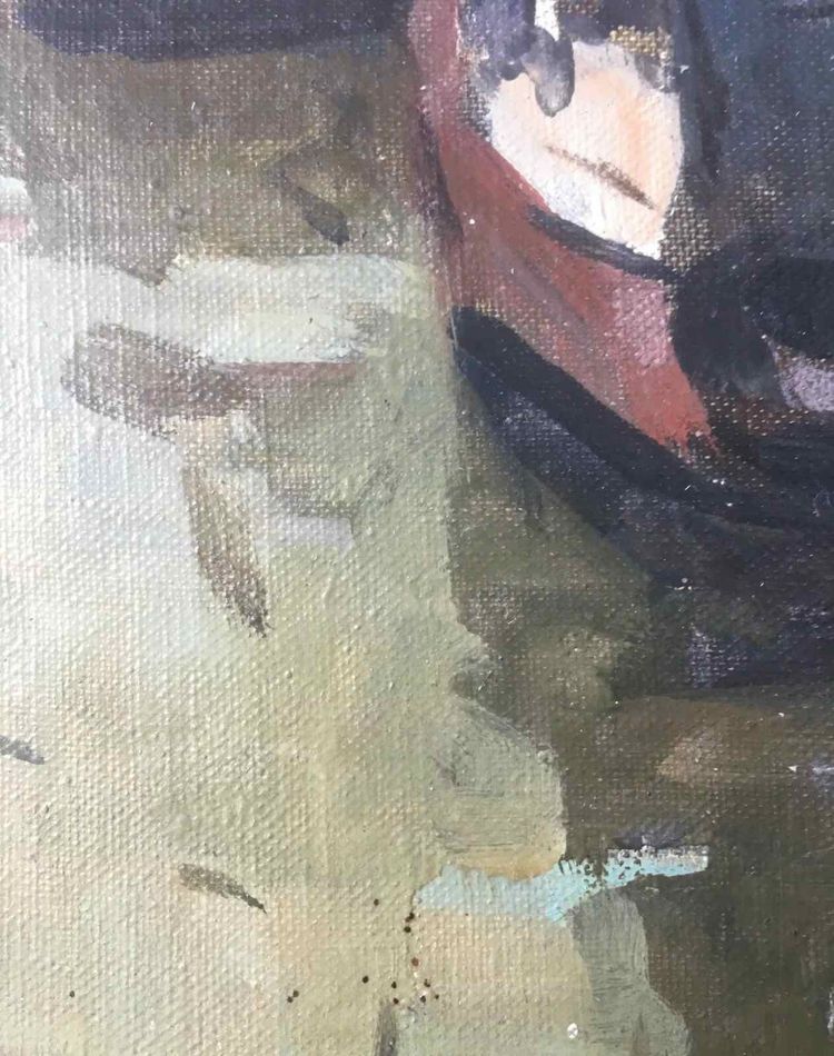 Pittura Piet VOLCKAERT (1902-1973) HST Barche Porto industriale Urban marine