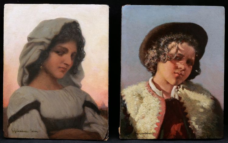 Guerrino GUARDABASSI, Portraits d'un berger et d'une bergère romains