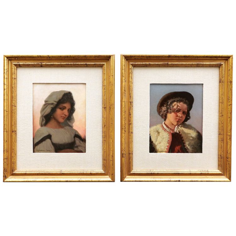 Guerrino GUARDABASSI, Portraits d'un berger et d'une bergère romains