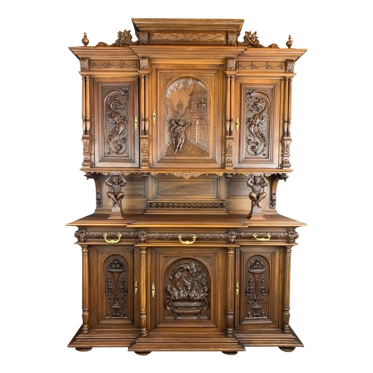 Carved Walnut Sideboard – Renaissance Style – Late 19th Century