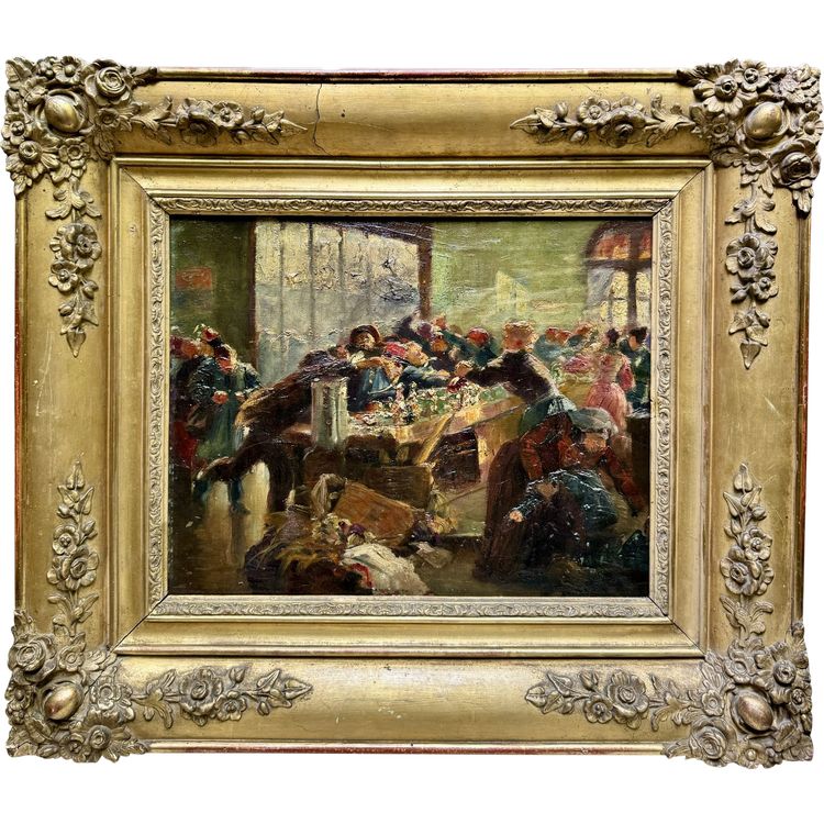 Ecole française de la fin du XIXème siècle - Lebhaftes Pariser Bistro, circa 1890