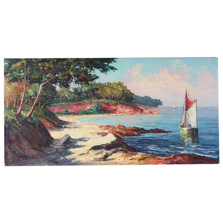 Marine, Côte Azur, 100 cm, signed: Louis AUDREY, circa 1960, French School