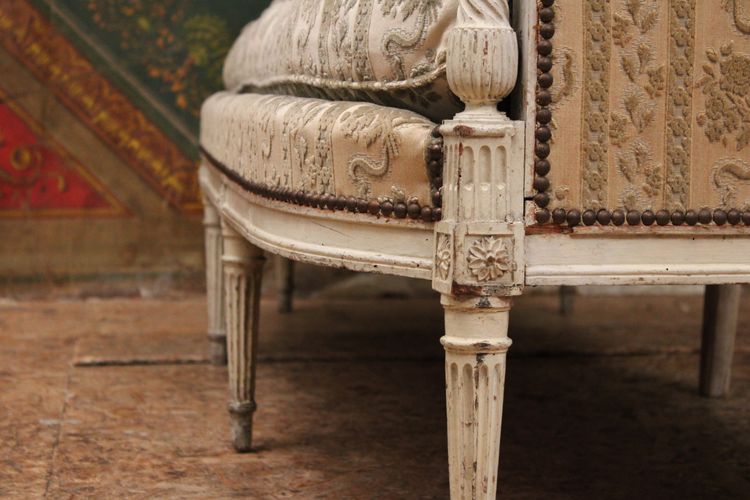 Louis XVI period sofa / bench, stamped G. Jacob, 18th century