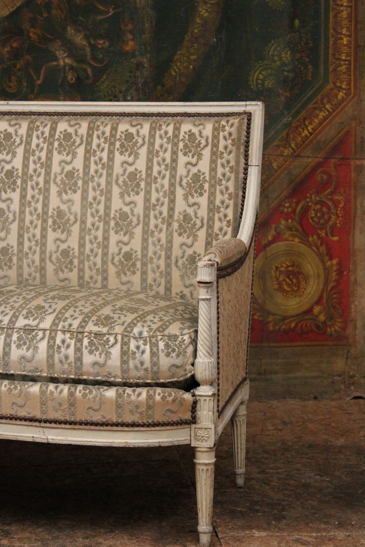 Louis XVI period sofa / bench, stamped G. Jacob, 18th century