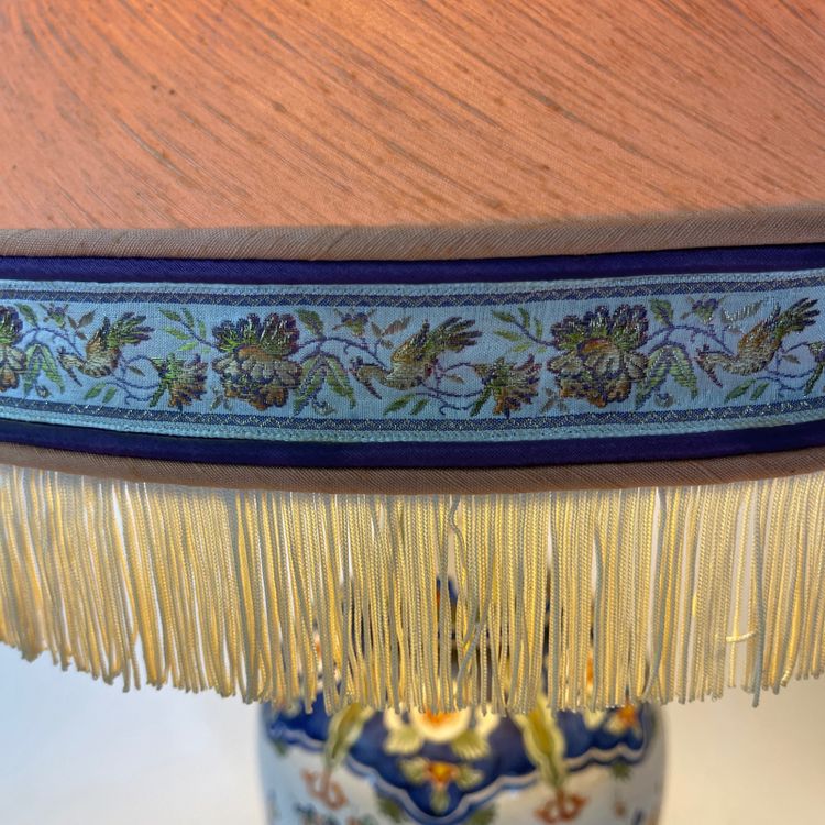 Large hand-painted ceramic lamp - Maison Drimmer in Rodez - Unique model - Height 76 cm