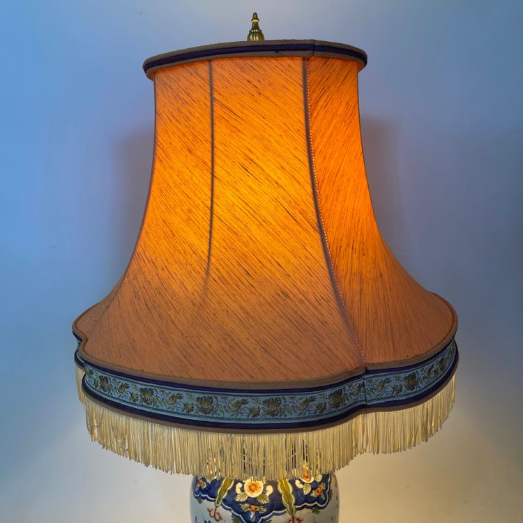 Large hand-painted ceramic lamp - Maison Drimmer in Rodez - Unique model - Height 76 cm
