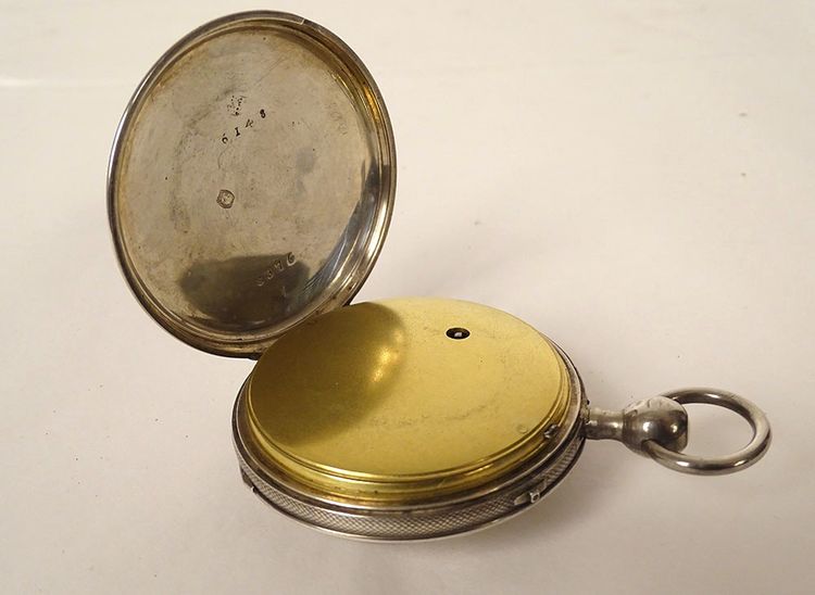 Taschenuhr mit Schlagwerk Massivsilber Hahnwerk Vieillard XIX.