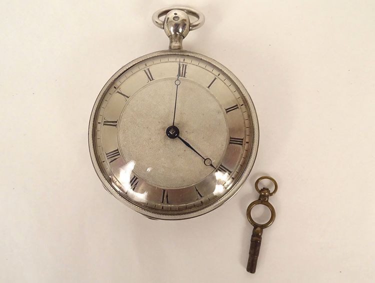 Taschenuhr mit Schlagwerk Massivsilber Hahnwerk Vieillard XIX.