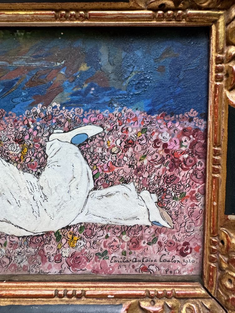 Emile Antoine Coulon (1868-1937) - Weißer Pierrot auf einem Bett aus Rosen, 1920