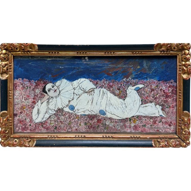Emile Antoine Coulon (1868-1937) - Weißer Pierrot auf einem Bett aus Rosen, 1920
