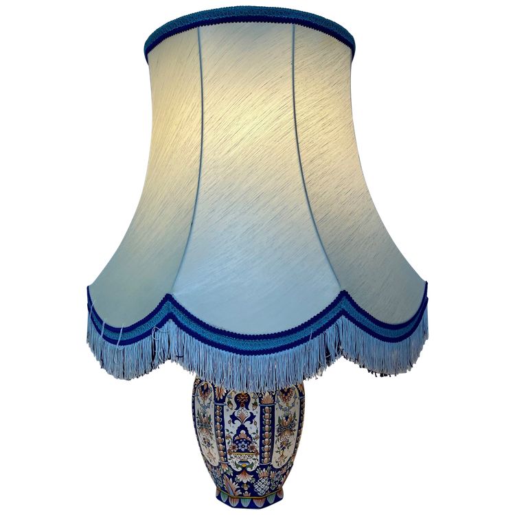 Large Rouen earthenware lamp - Hand-painted - Height 83 cm
