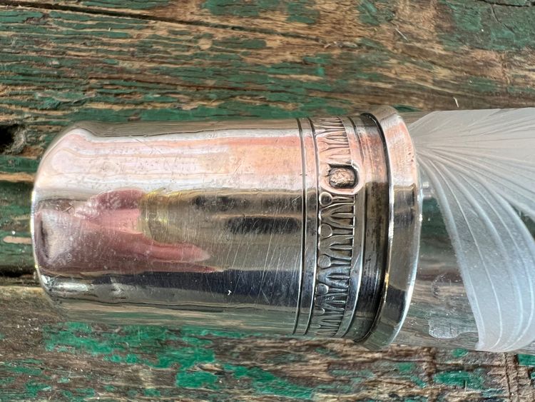 Flacon à liqueur Art Nouveau en cristal gravé et argent massif – Poinçon Minerve – France, XIXe