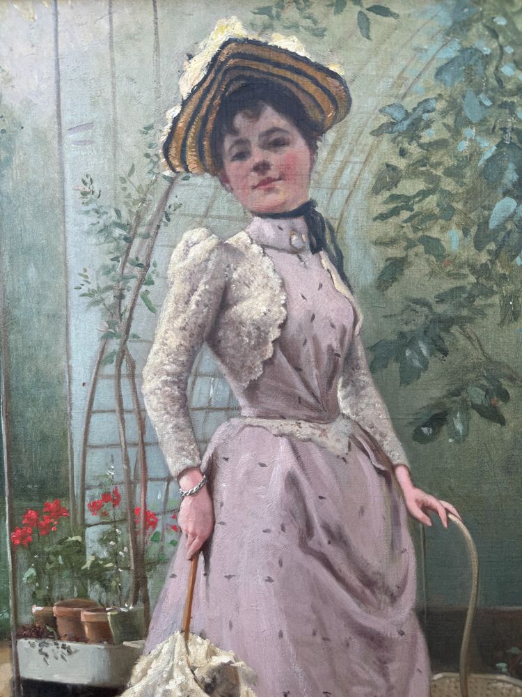 Ecole Française impressionniste - Elegante in La Serre, 1891 - Unterzeichnet