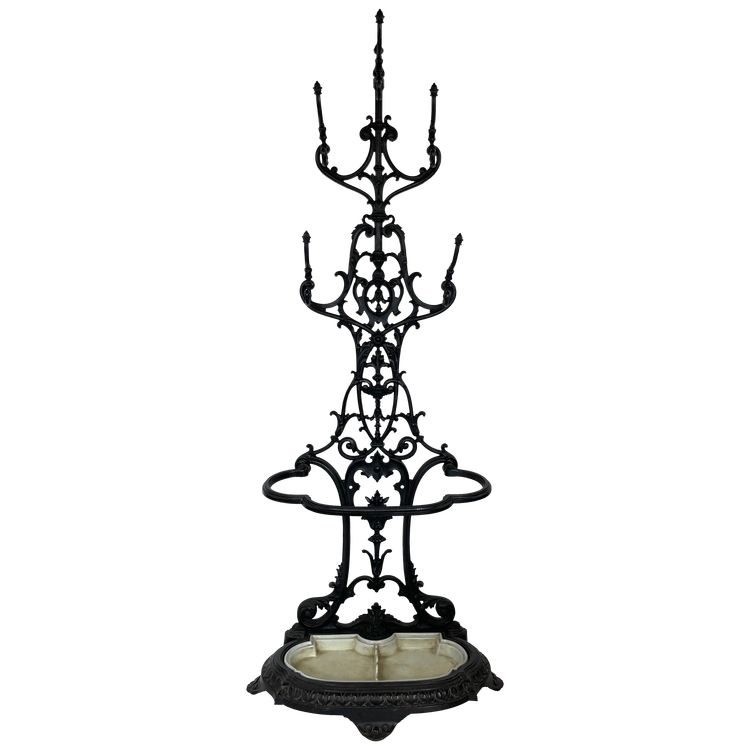 Majestueux Porte-Manteau Porte-Parapluie en Fonte – Style Art Nouveau – 19ème – Brasserie Parisienne