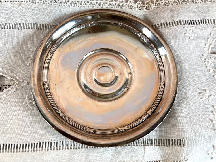 Tazza e piattino in argento massiccio - Maison Boulenger - Monogramma - Punzone Minerve - Fine XIX sec.