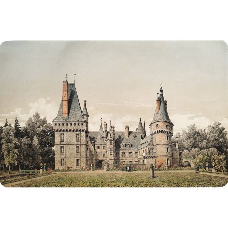 Château de Maintenon lithographie aquarellée 19ème