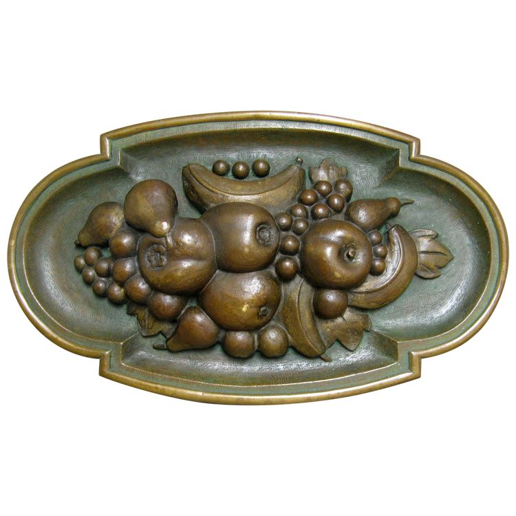 Bas Relief monumental 15 kg En Bronze à Décor De Fruits XIXe.