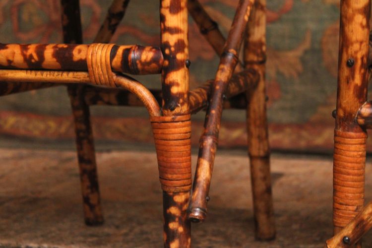 Coppia di sedie in bambù e rattan nello stile di Perret & Vibert, fine XIX secolo
