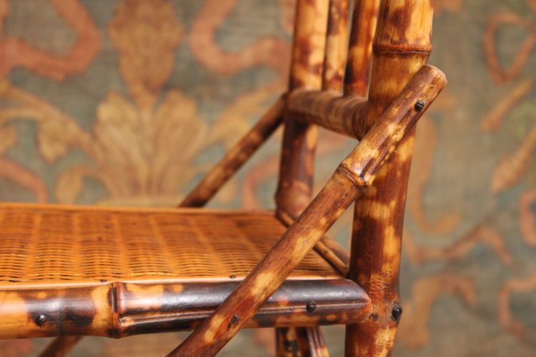 Coppia di sedie in bambù e rattan nello stile di Perret & Vibert, fine XIX secolo