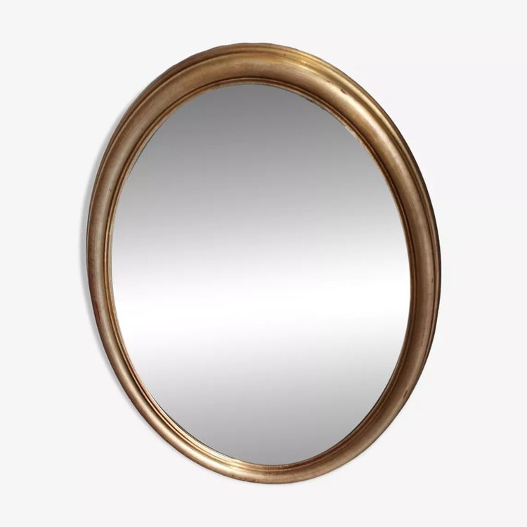 Miroir ovale doré 