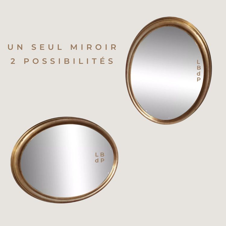 Miroir ovale doré 