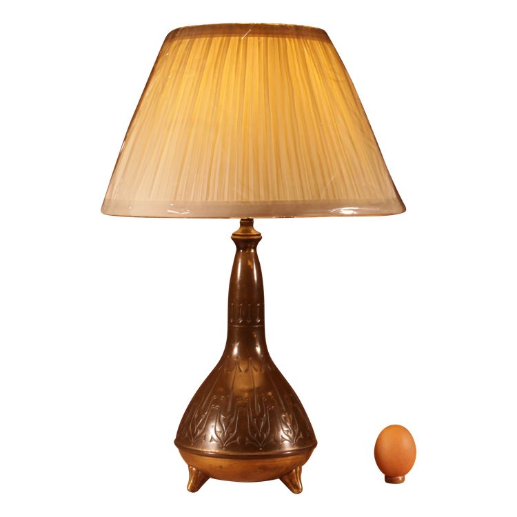 Elegant, original brass table lamp by the Amsterdam school.