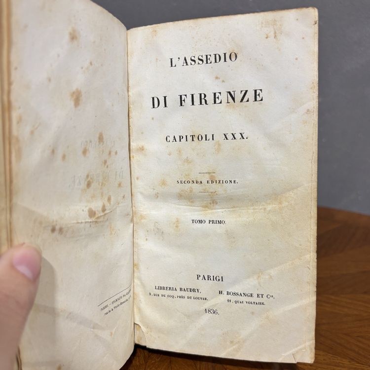 Ancient book The Siege of Florence - Guerrazzi - 1836