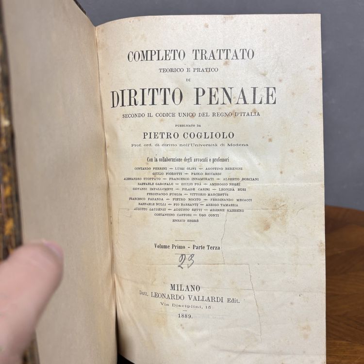 Traité complet de droit pénal - Pietro Cogliolo - 1889