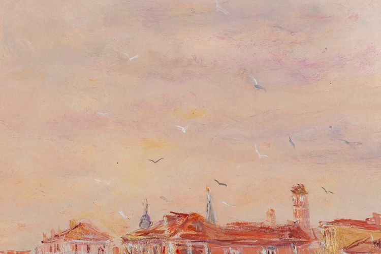 Serge Belloni (1925-2005) - Die Morgenröte über dem Rosa Haus am Canal Grande Öl auf Leinwand um 1970