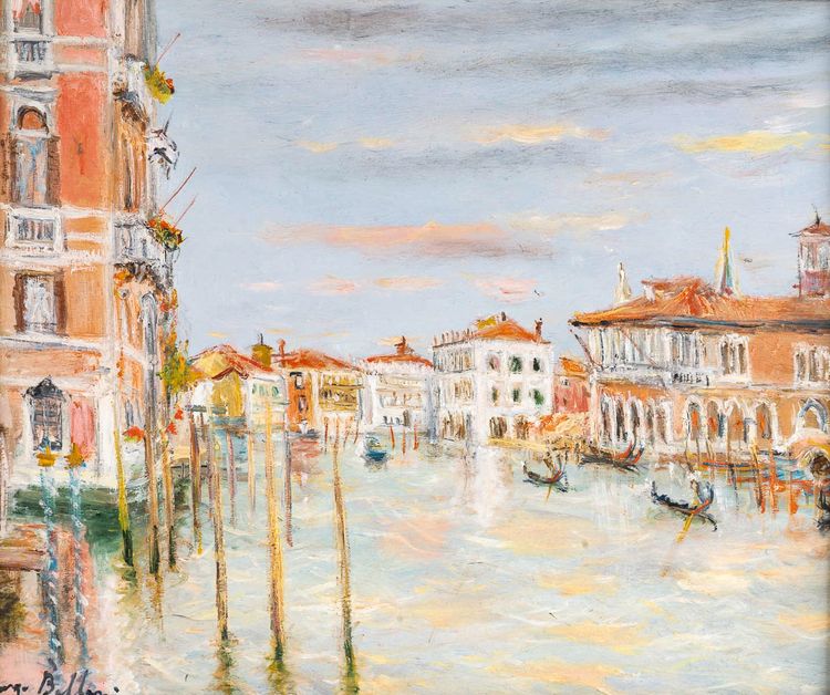 Serge Belloni (1925-2005) - La Maison Rose sur le Grand Canal huile sur panneau vers 1994