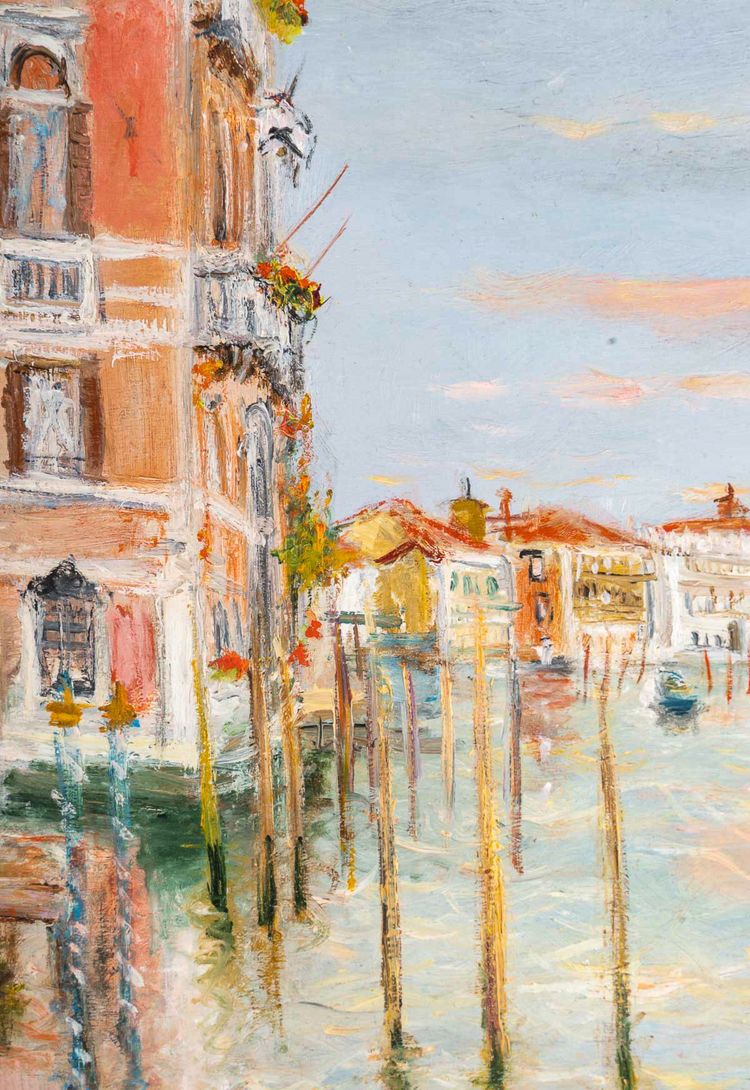 Serge Belloni (1925-2005) - La Maison Rose sur le Grand Canal huile sur panneau vers 1994
