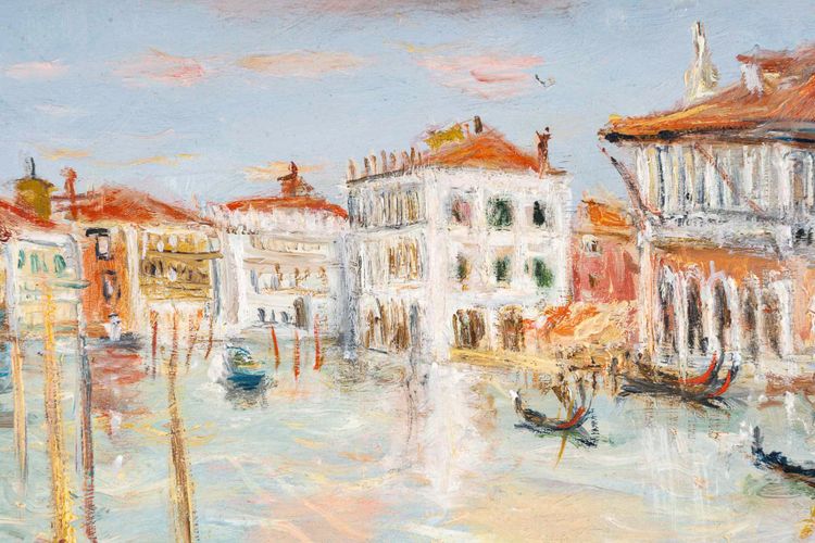 Serge Belloni (1925-2005) - La Maison Rose sur le Grand Canal huile sur panneau vers 1994