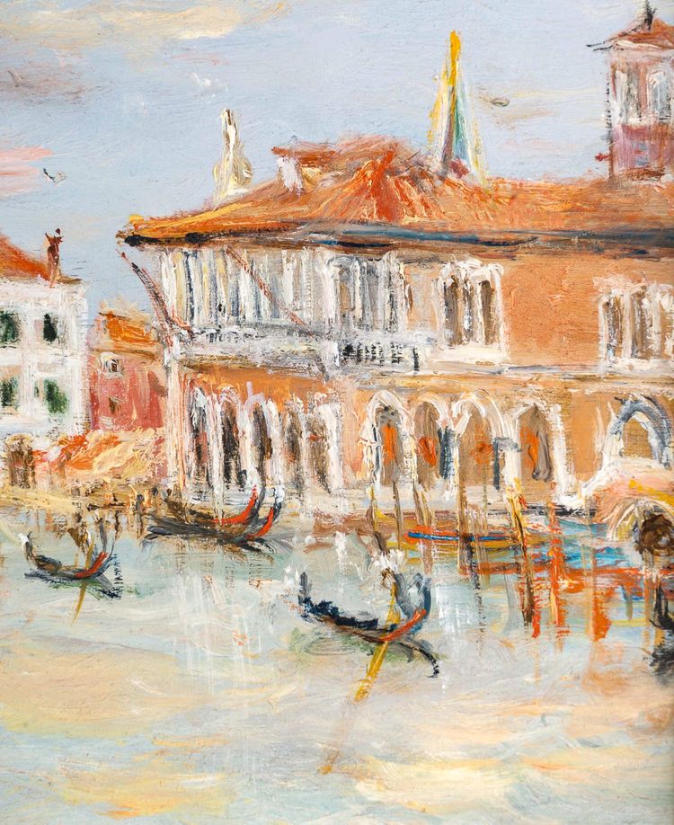 Serge Belloni (1925-2005) - La Maison Rose sur le Grand Canal huile sur panneau vers 1994