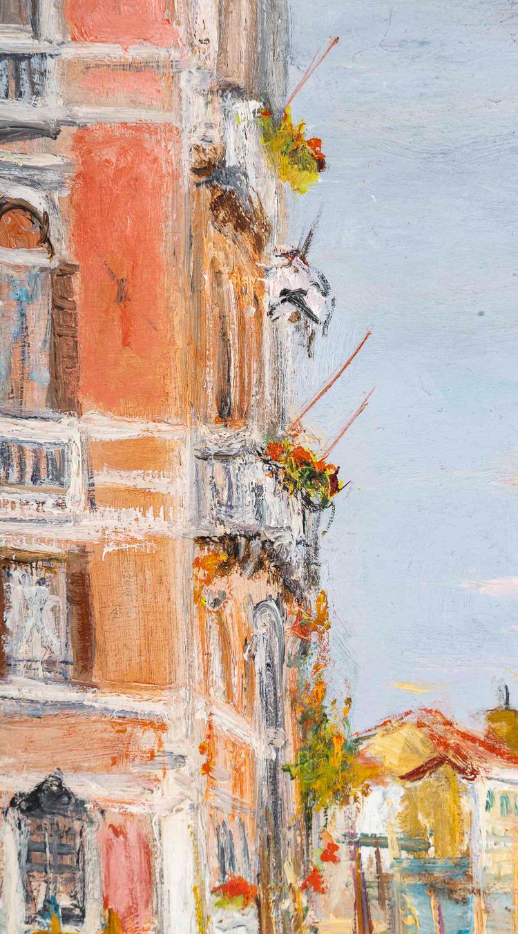 Serge Belloni (1925-2005) - La Maison Rose sur le Grand Canal huile sur panneau vers 1994