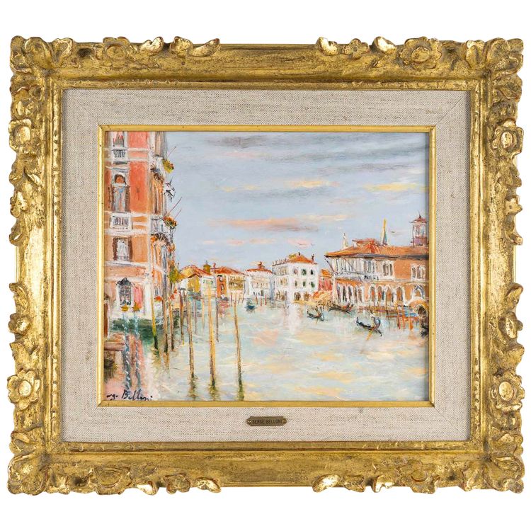 Serge Belloni (1925-2005) - La Maison Rose sur le Grand Canal huile sur panneau vers 1994