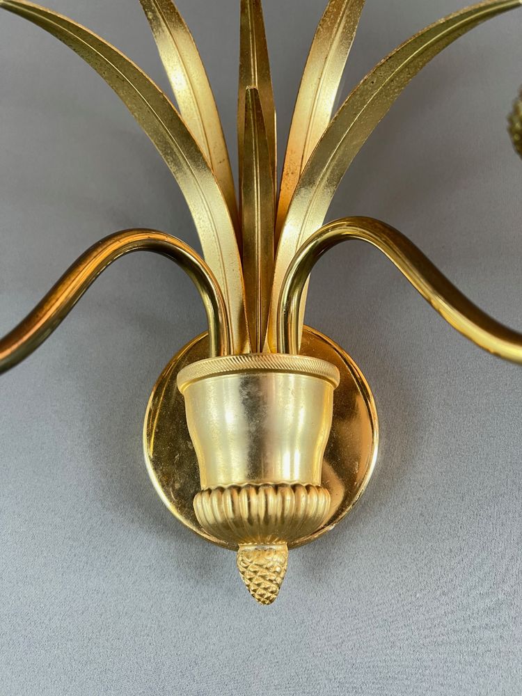 Paire d’appliques en laiton doré, XXe Siècle