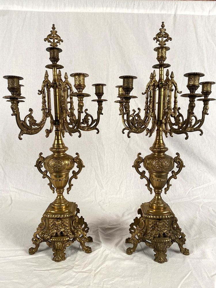 Large Louis XV style bronze mantelpiece, 20th century