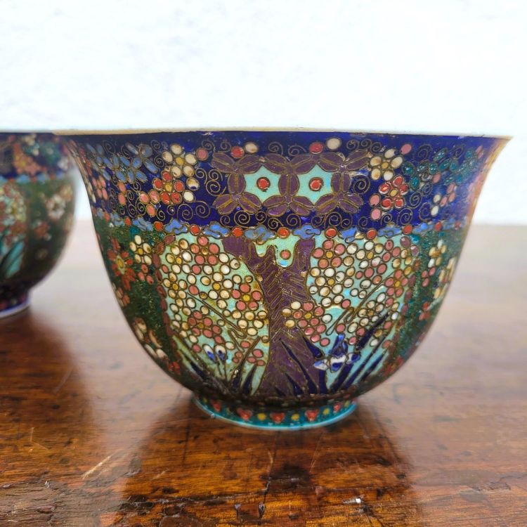  2 bols en cloisonné, Asie fin XIXème début XXème siècle