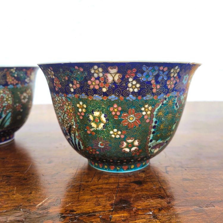  2 bols en cloisonné, Asie fin XIXème début XXème siècle