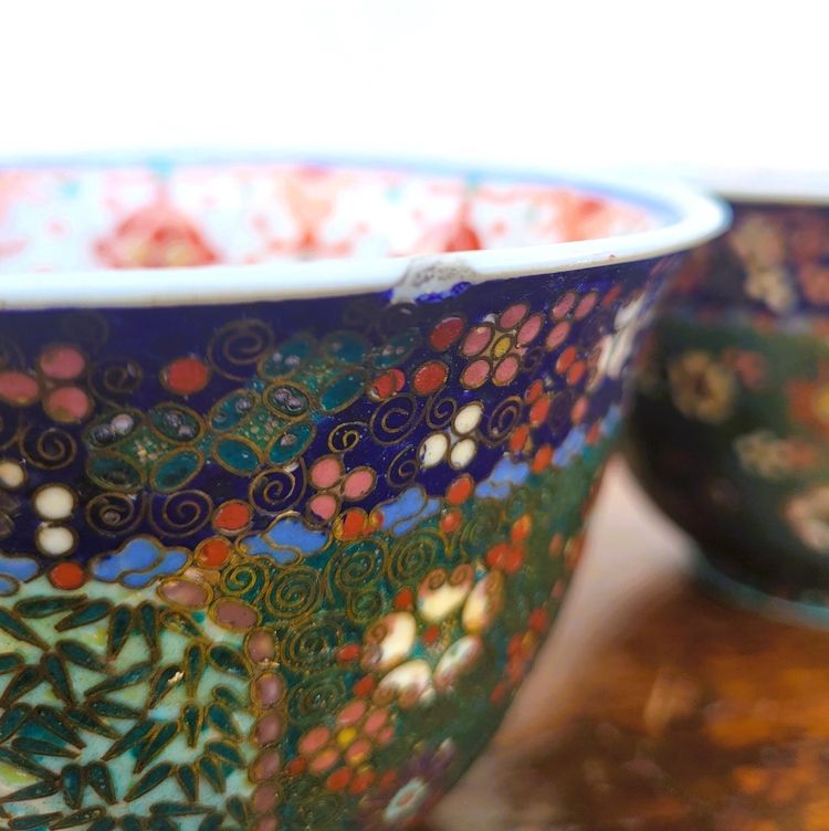  2 bols en cloisonné, Asie fin XIXème début XXème siècle
