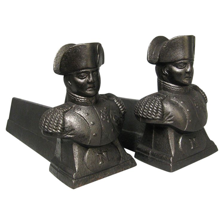 Pair De Chenets à l'Effigie De Napoléon 1er.
