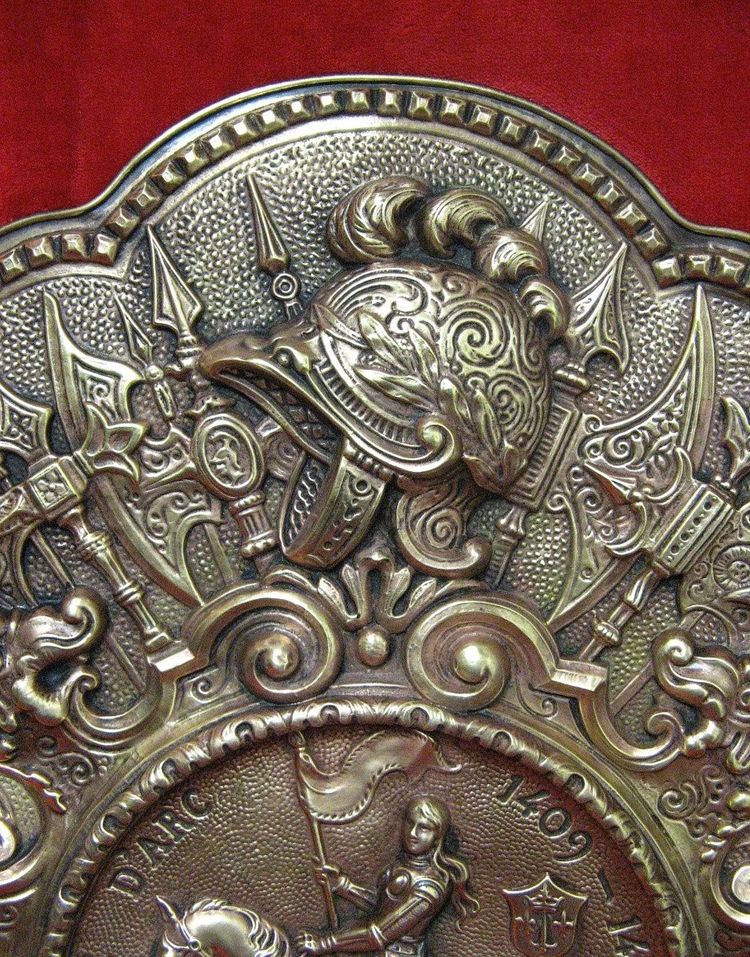 19th century Renaissance-style Bas Relief with the Effigy of Joan of Arc.