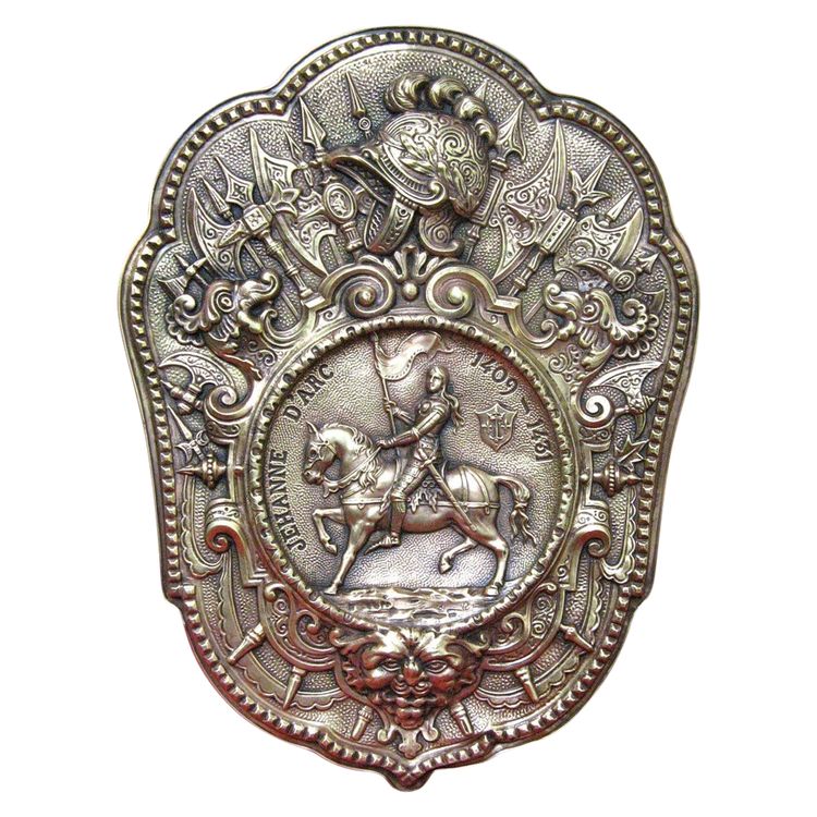 19th century Renaissance-style Bas Relief with the Effigy of Joan of Arc.