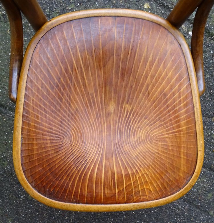 Set von 6 Bistrostühlen FISCHEL Frankreich 1932- Seltene Holzsitze- No Thonet, No Baumann