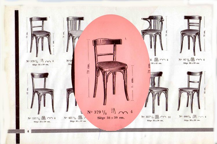Set von 6 Bistrostühlen FISCHEL Frankreich 1932- Seltene Holzsitze- No Thonet, No Baumann