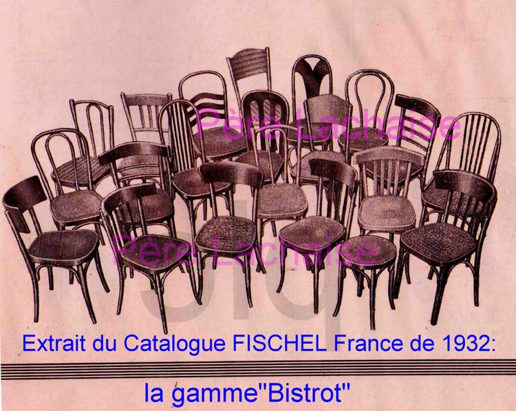 Set von 6 Bistrostühlen FISCHEL Frankreich 1932- Seltene Holzsitze- No Thonet, No Baumann