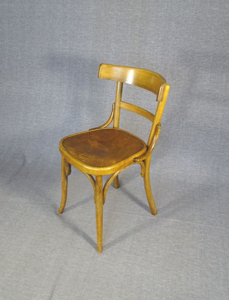 Set von 6 Bistrostühlen FISCHEL Frankreich 1932- Seltene Holzsitze- No Thonet, No Baumann
