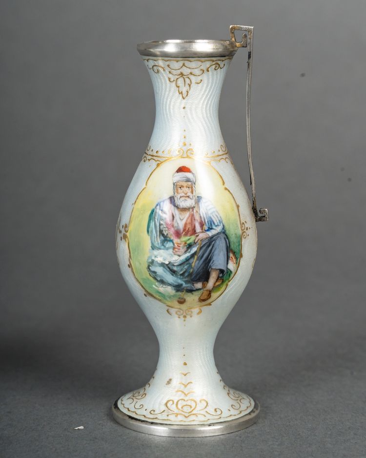A pair of enamel miniature vases, late 19th century