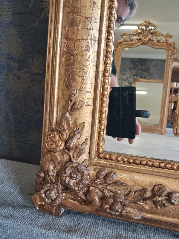 Engraved restoration period mirror 178 x 104